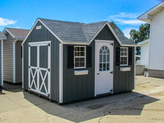 Custom Victorian Shed in a landscaped setting